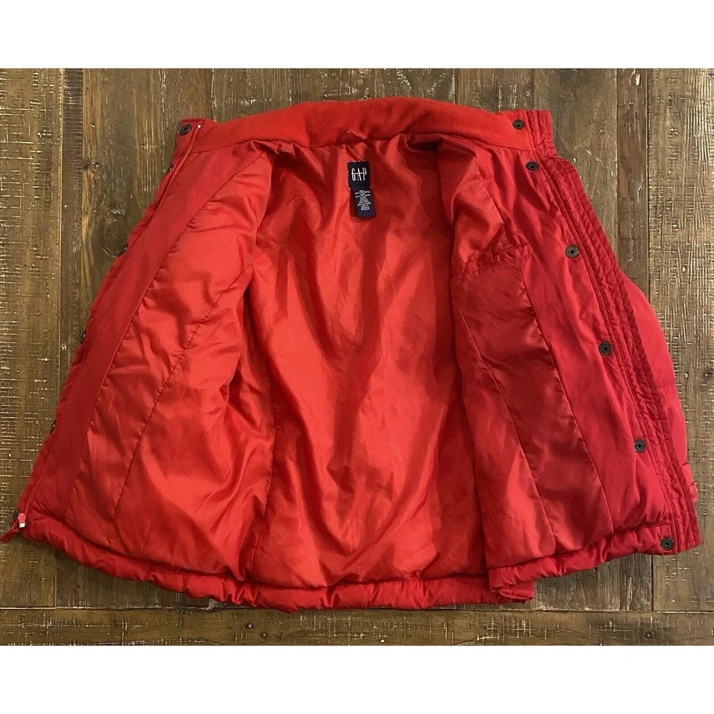 Vintage Y2K GAP Puffer Jacket Red Unisex S Quilted Down Heavyweight Winter Coat